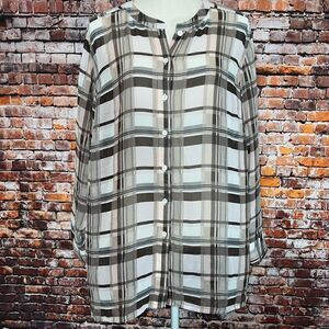 Vince Camuto Sheer Plaid Button Down